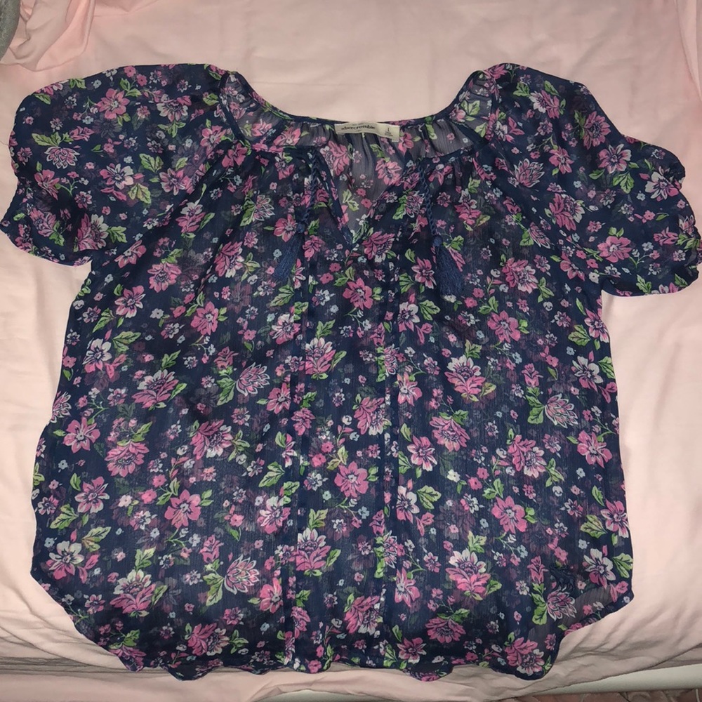 Abercrombie Kids Floral Print Sheer Blouse